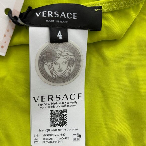NWT Versace Men's One Piece Lime BRAT Neon Green Swimsuit Bodysuit in size 4 - Picture 5 of 5